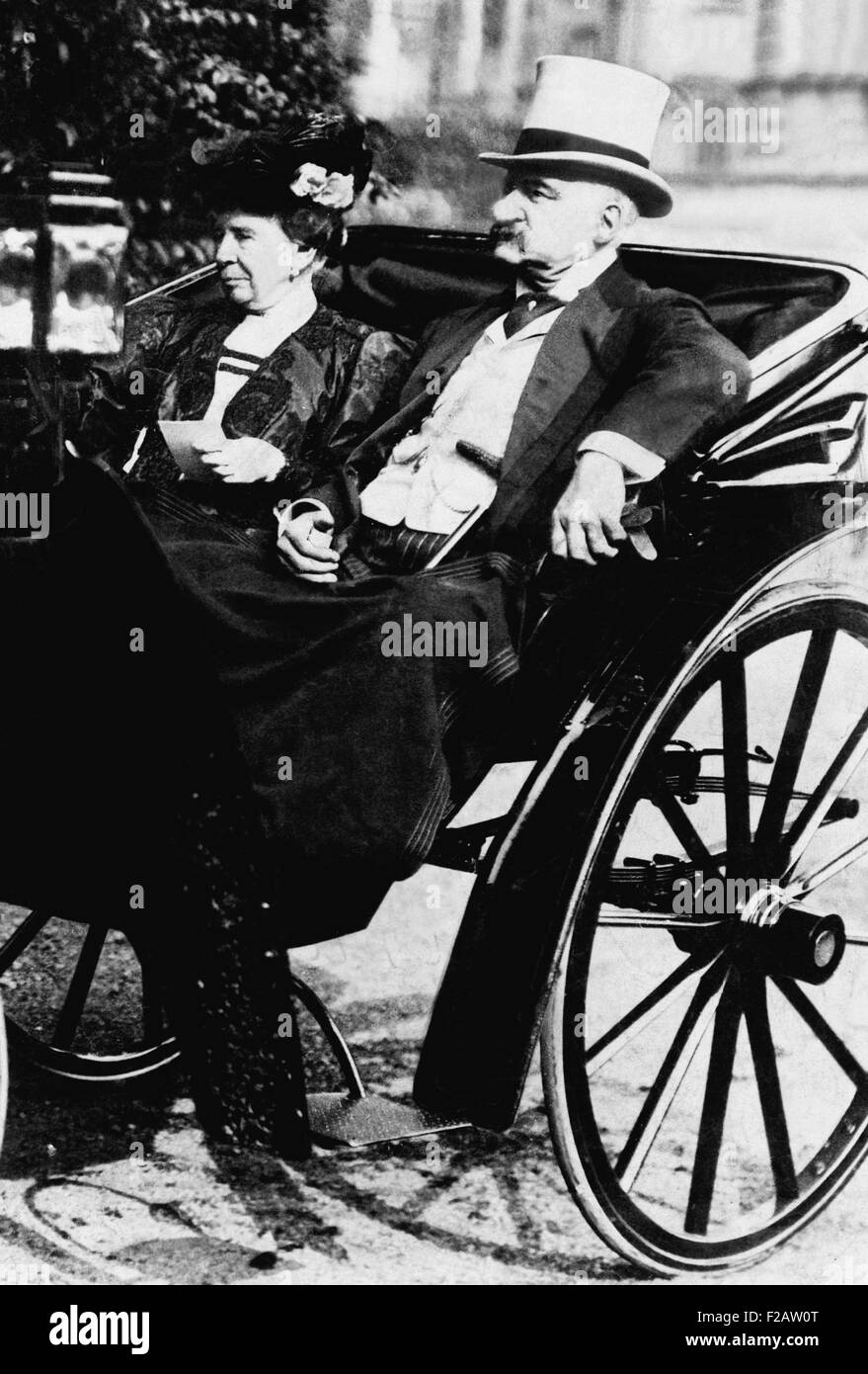 John Pierpont Morgan Sr. with his wife, Frances Louisa Tracy Morgan, ca. 1900. They had one son and three daughters between 1866 and 1873. (CSU 2015 11 1512) Stock Photo