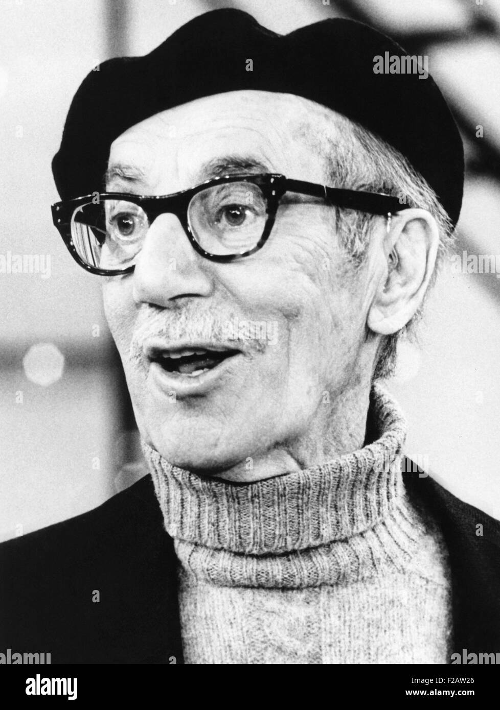 Comedian Groucho Marx at a press conference in May 1972. He was discussing the one-man show, AN EVENING WITH GROUCHO at Carnegie Hall on May 20, 1972. (CSU 2015 11 1480) Stock Photo