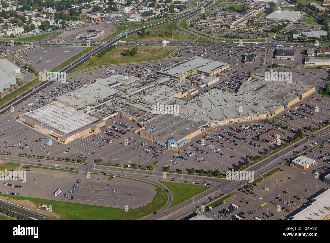 Place Fleur de Lys shopping Mall is pictured in this aerial photo in Quebec city. Stock Photo