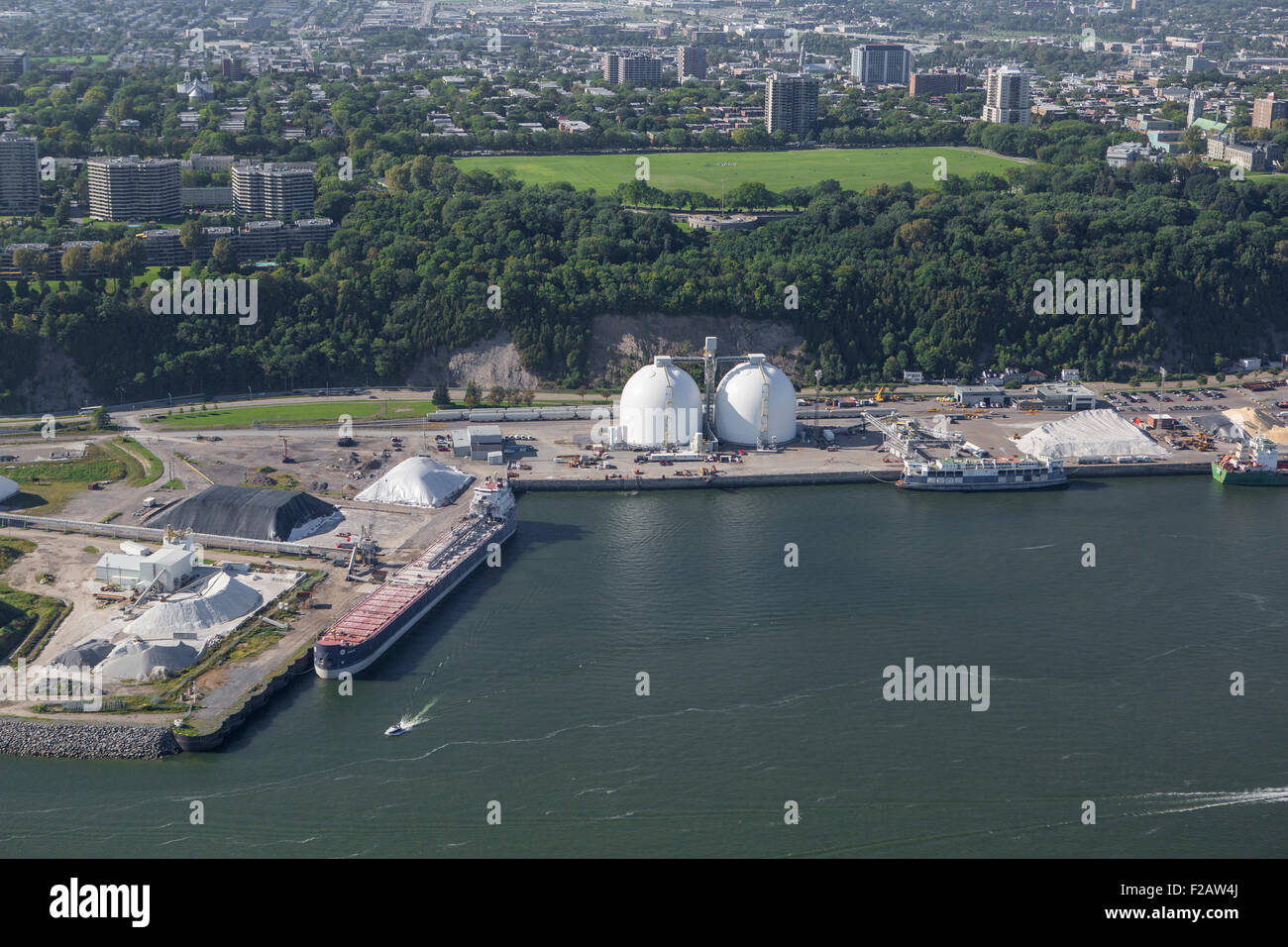 The Anse-au-Foulon area of the Quebec city port is pictured in this aerial photo Stock Photo