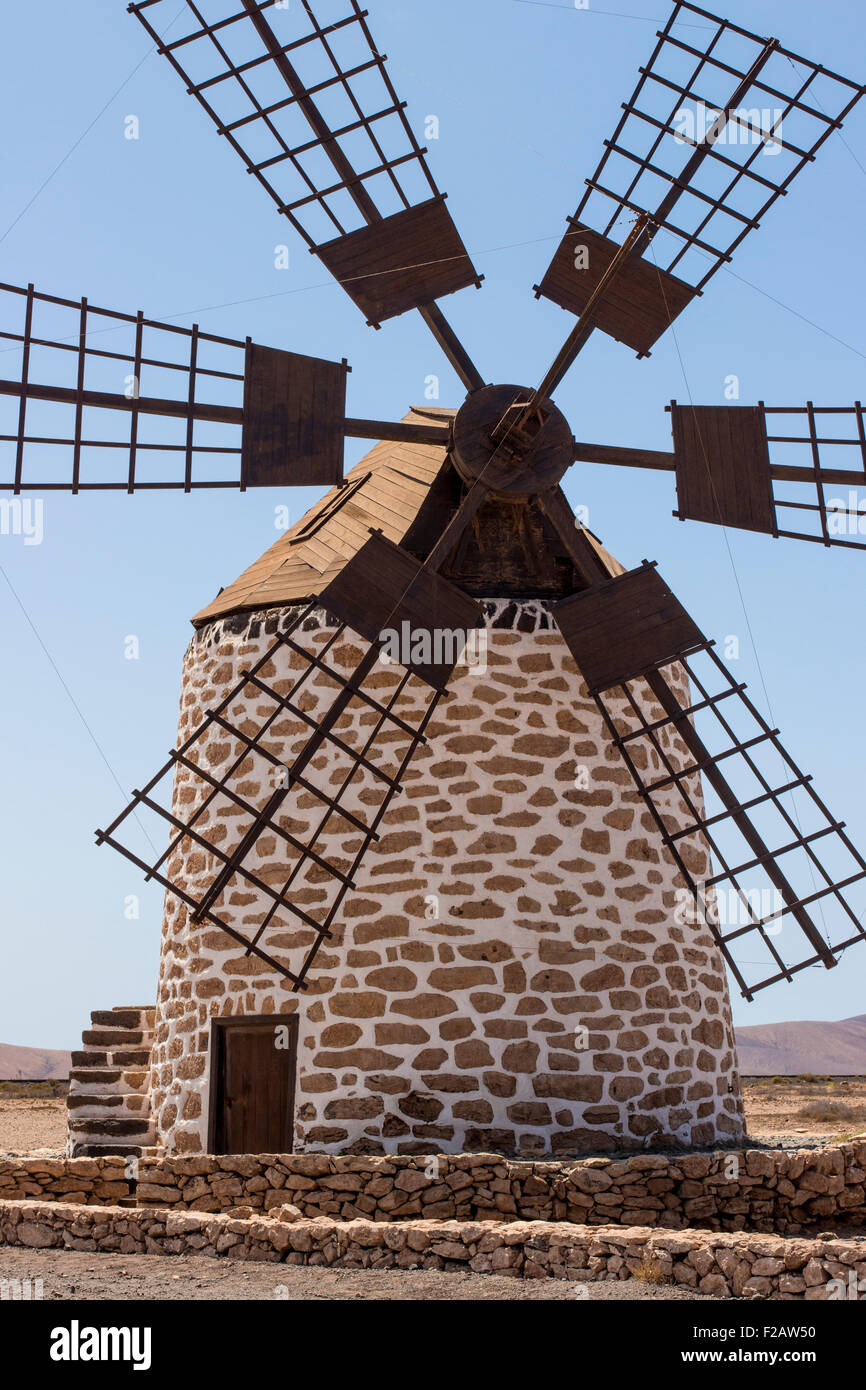 Windmill Fuerteventura, Canary Islands, Spain Stock Photo