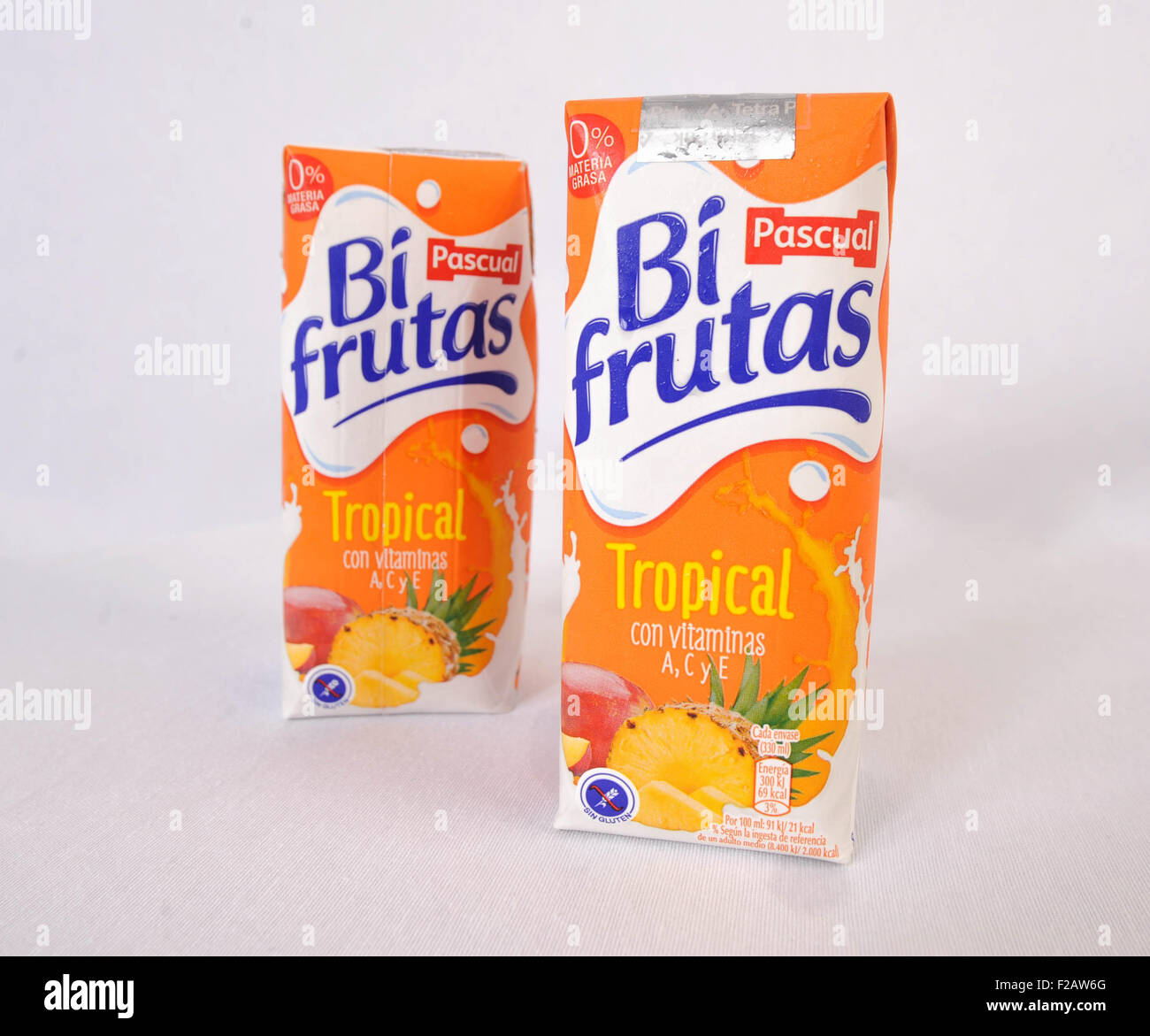 Juice with milk Bi fruta-zumo con leche Bifrutas Stock Photo