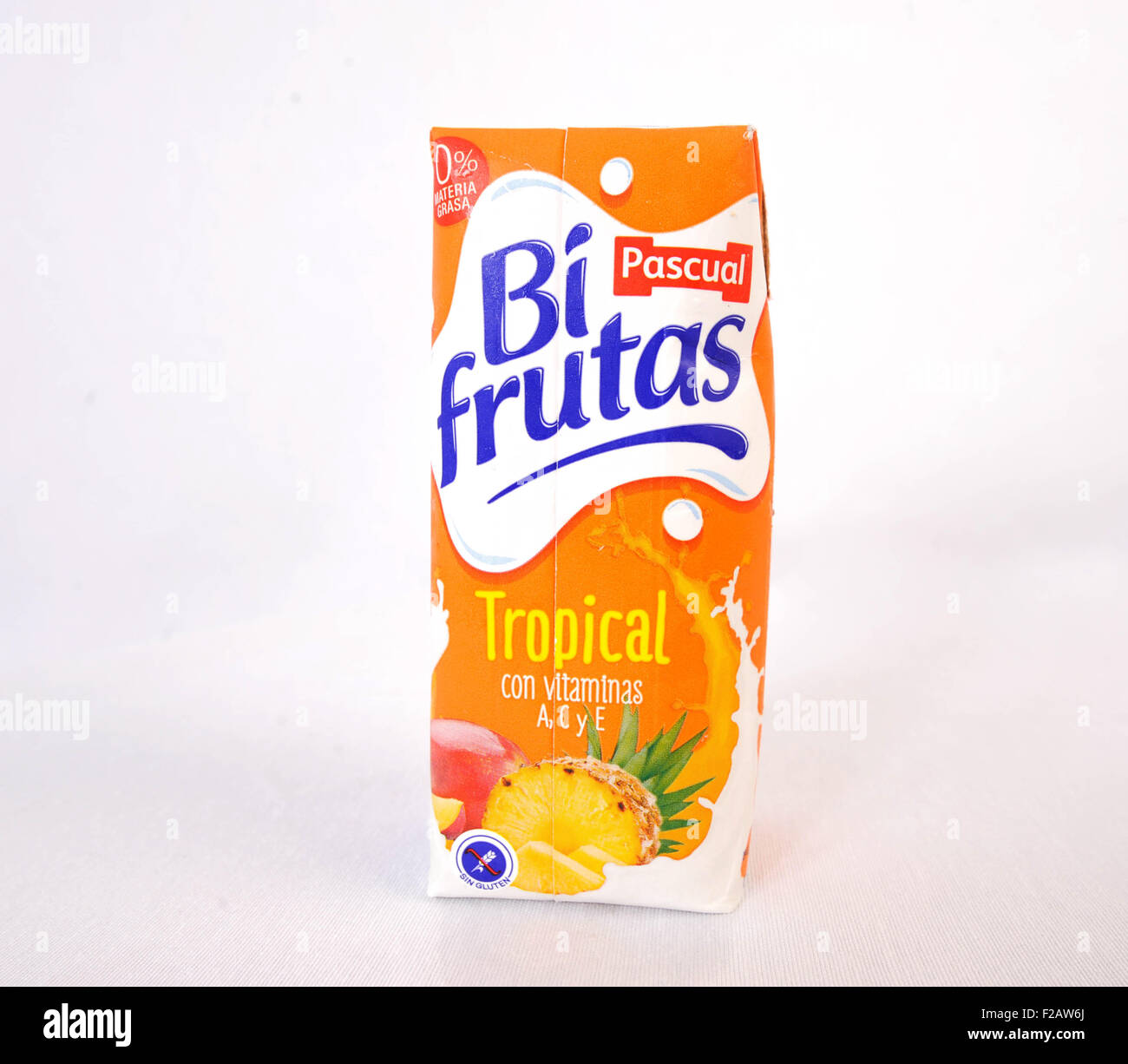 Juice with milk Bi fruta-zumo con leche Bifrutas Stock Photo