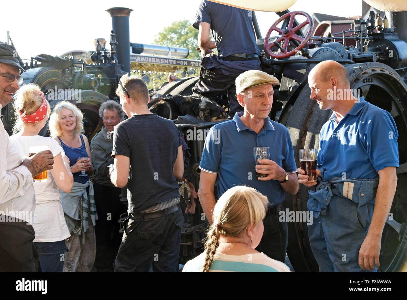 Horsted Keynes West Sussex  UK Steam traction engine rally The Crown Inn public house. Stock Photo