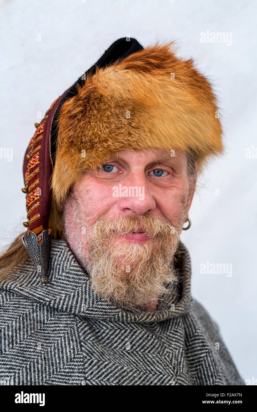 Man dressed as a Viking priest, Denmark Stock Photo