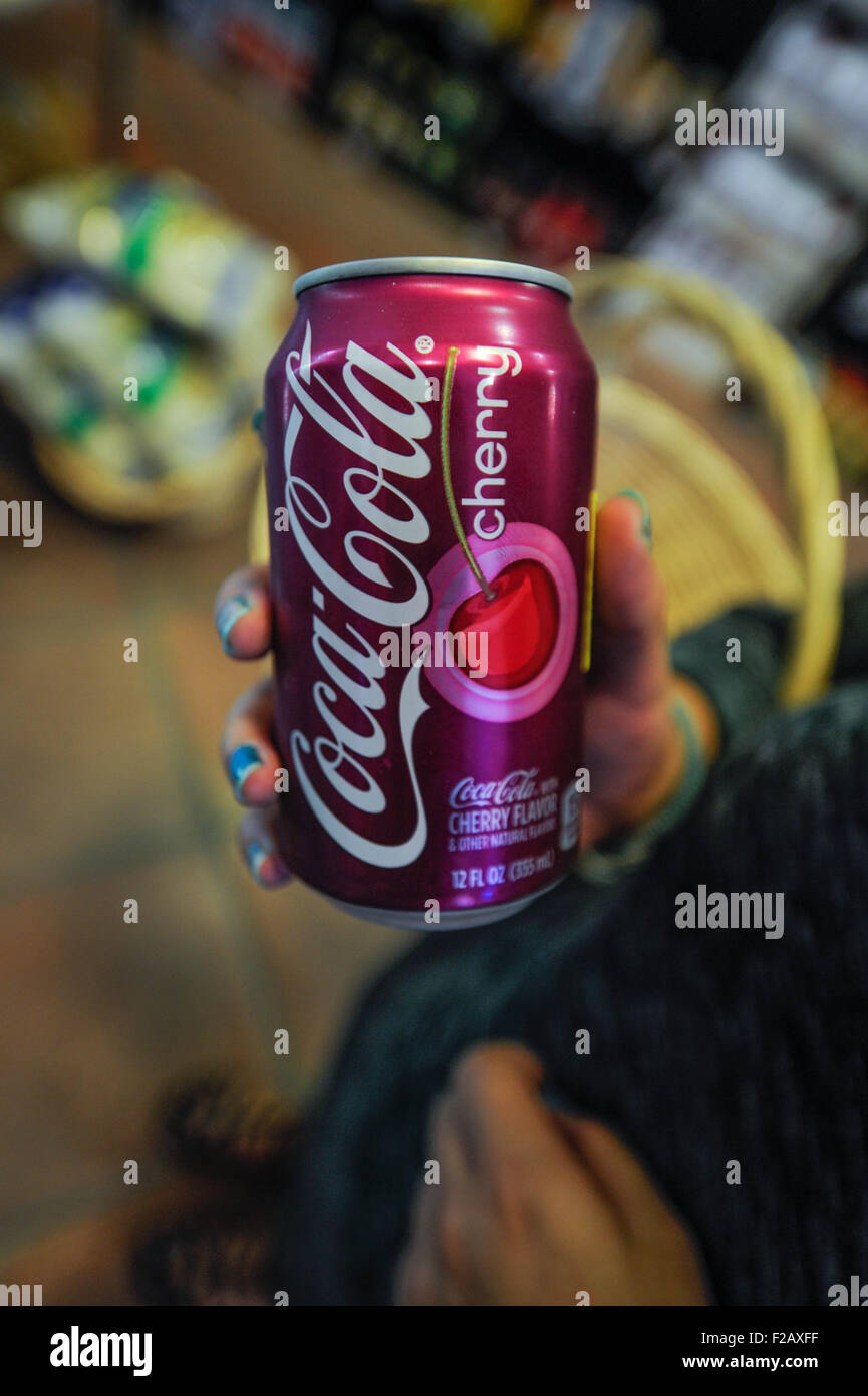 Coca-cola of cherry flavor- Cola-cola de sabor a cereza Stock Photo