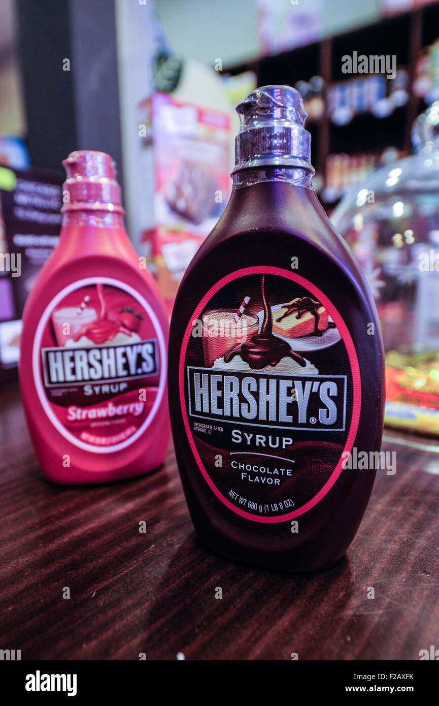 Hershey´s syrup --jarabe de la marca Hershey´s Stock Photo