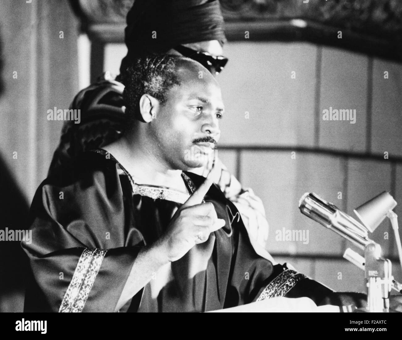 David Hill of House of Israel speaks at 'Operation Black Unity' rally. Cleveland, Ohio. August 1969. He fleeced his followers with phony scheme to boycott MacDonald's and start a competing Black owned fast food franchise. (CSU 2015 9 971) Stock Photo