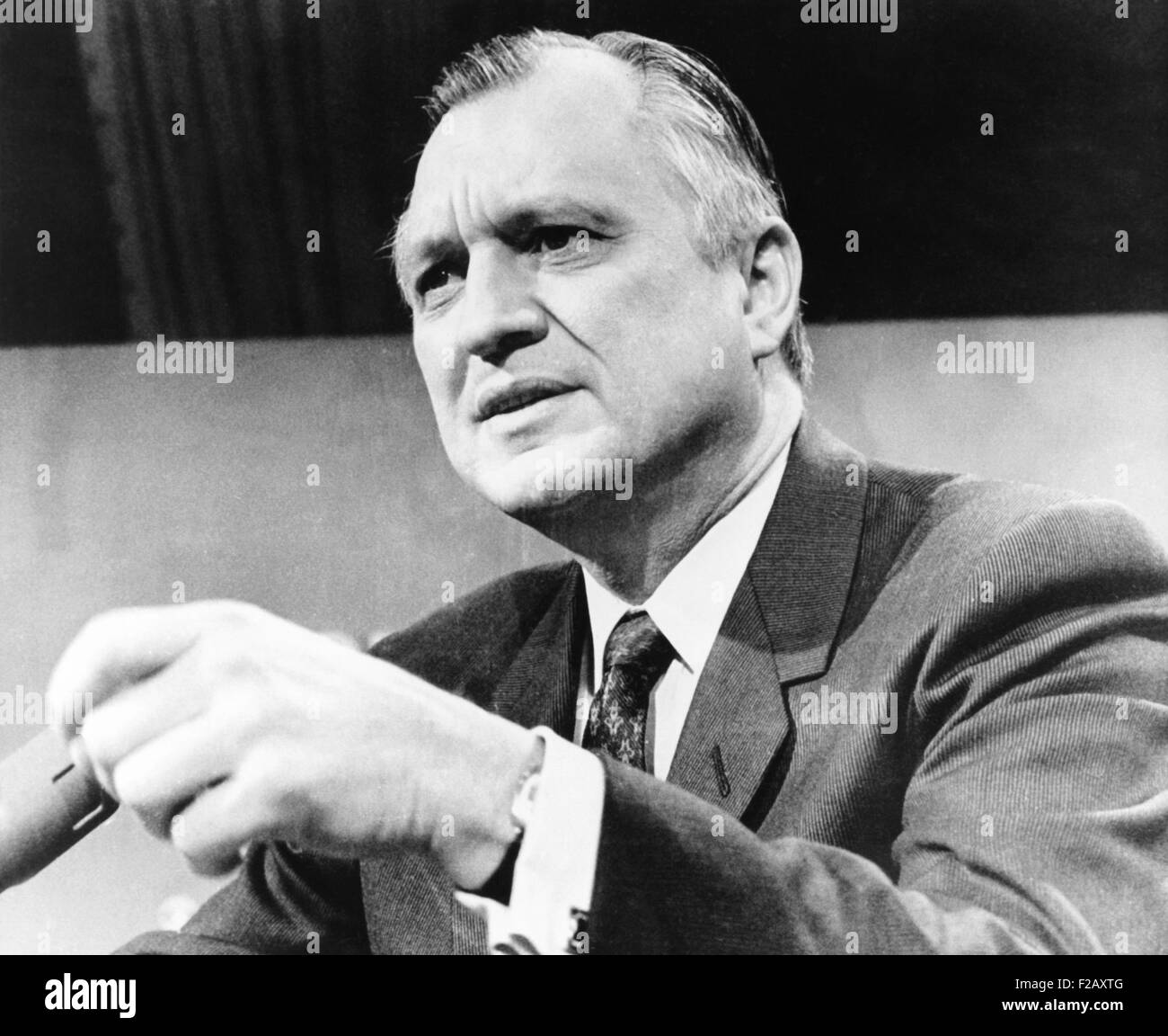 Interior Secretary, Walter Hinkle, was fired by President Richard Nixon, Nov. 25, 1970. The cause was his criticism of Nixon's Vietnam policy and his letter urging Nixon to show more respect for the attitude of young people. (CSU 2015 9 967) Stock Photo