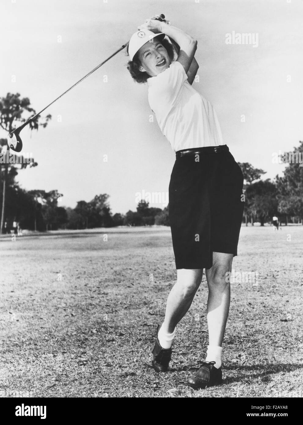 Gloria Fecht, former Ice Follies skater became a noted golfer in the 1950s and 1960s. She was a member of the LCGA, Ladies Professional Golf Association. (CSU 2015 9 819) Stock Photo