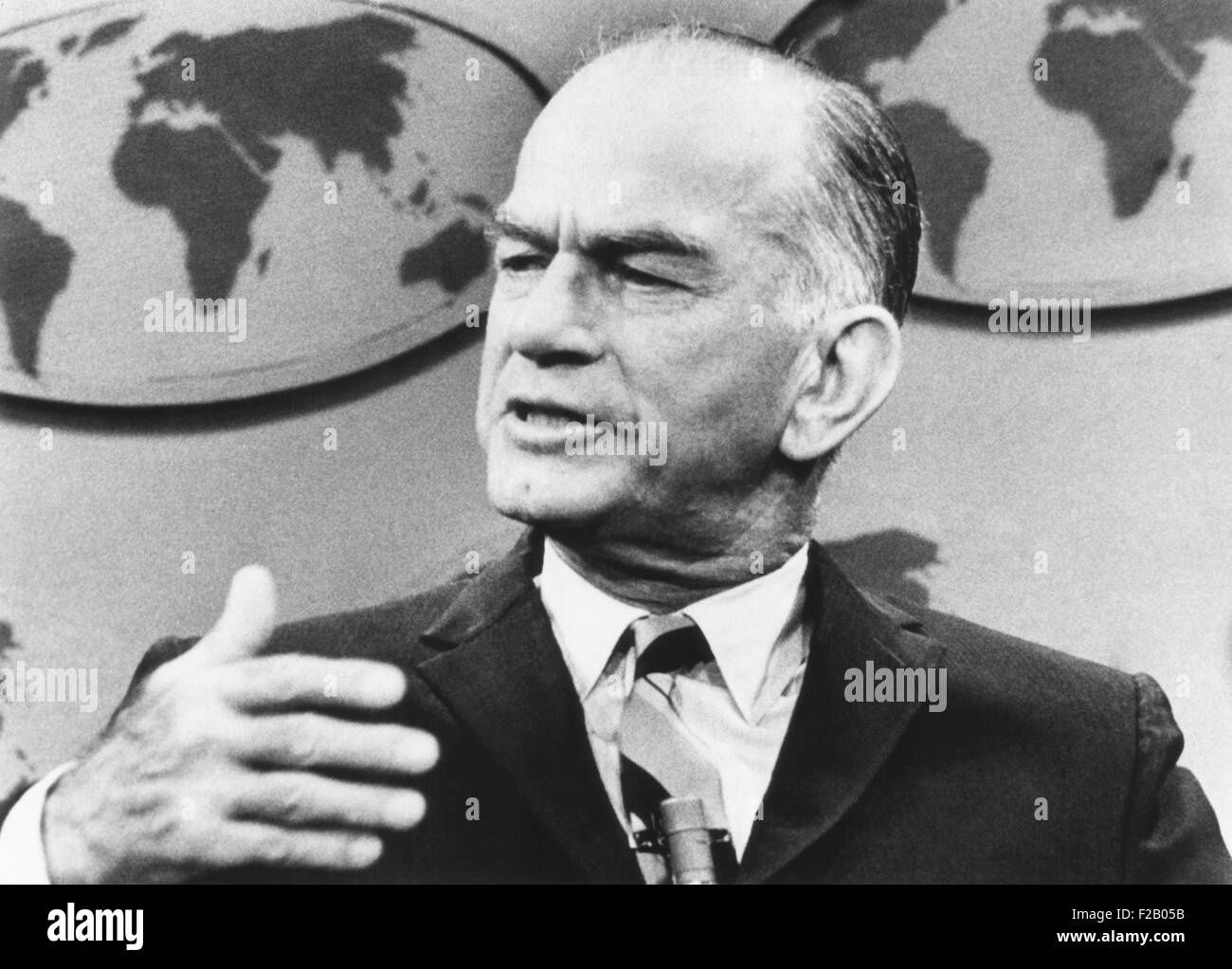Sen. J. William Fulbright was Chrm. of the Foreign Relations Committee from 1959 to 1974. He was the first major politician to oppose the Vietnam War with his 1966 book, 'The Arrogance of Power.' Photo shows Fulbright on ABC-TV's 'Issues and Answers' program, June 22, 1969. (CSU 2015 9 699) Stock Photo