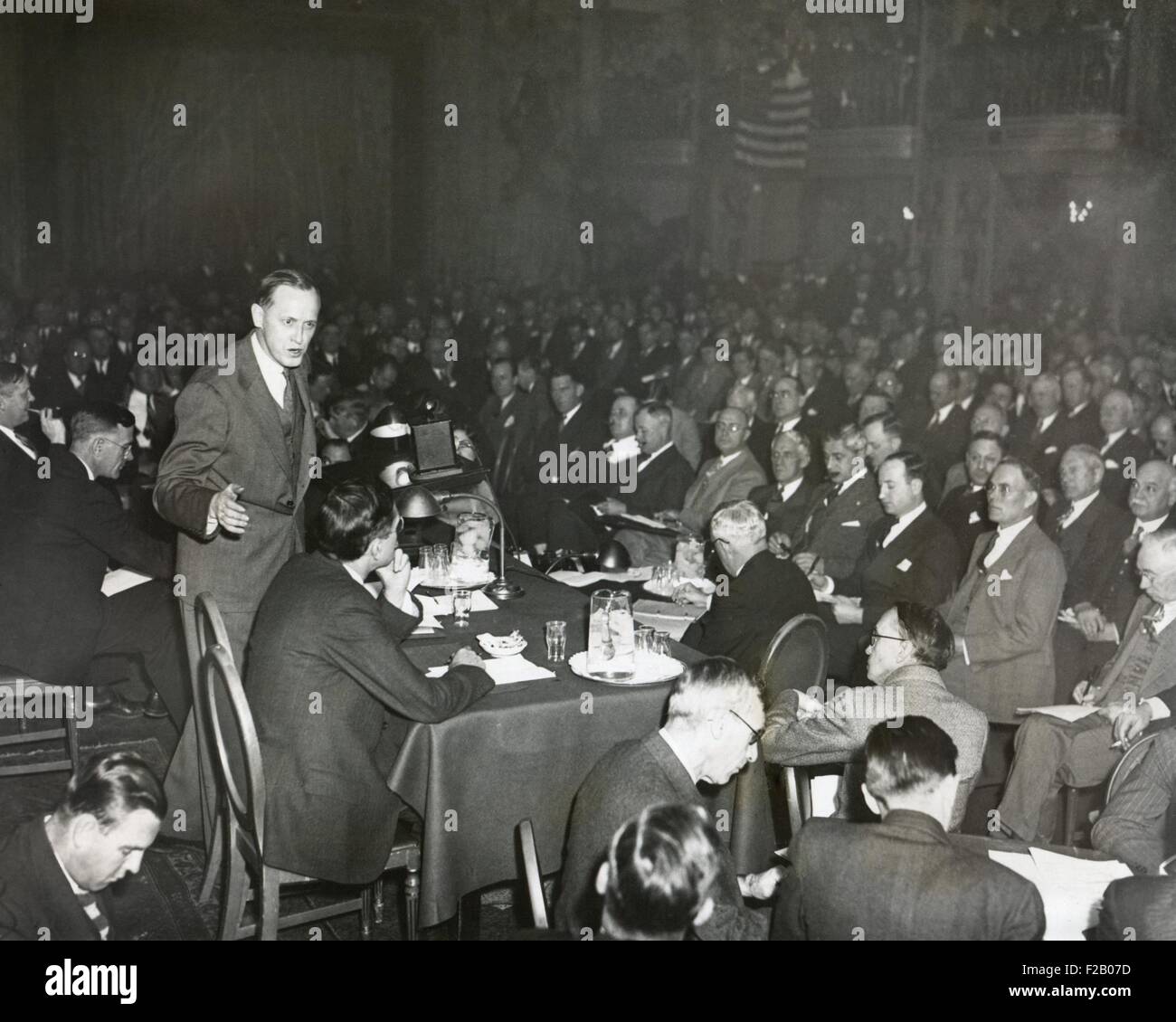 Harry Hopkins urged the greatest speed in starting civil works projects to employ 4 million men. Dec. 15, 1933. He addressed the Civil Works Administration Conference, attended by more than 500 governors, mayors and local officials on Nov. 15, 1933. (CSU 2015 9 1252) Stock Photo