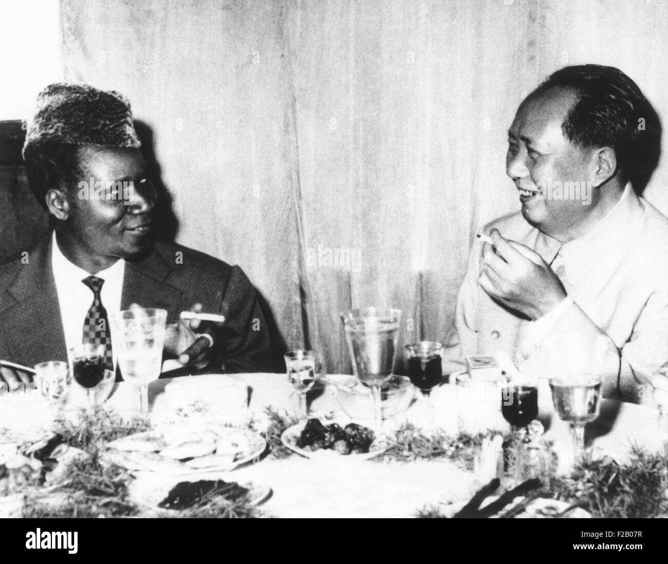 Selou Toure with China's Mao Zedong during a 1962 visit to Beijing. Selou Toure was the first President of Guinea, serving from Stock Photo