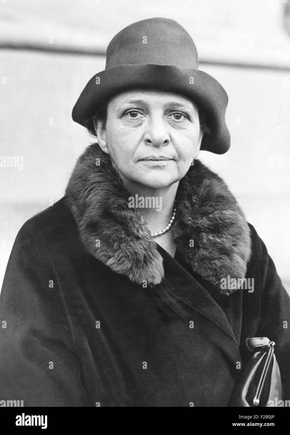 Frances Perkins was Industrial Commissioner of New York State. On March 25, 1930 she testified about unemployment in New York State to the Senate Commerce Committee, Washington DC. (CSU 2015 9 1070) Stock Photo