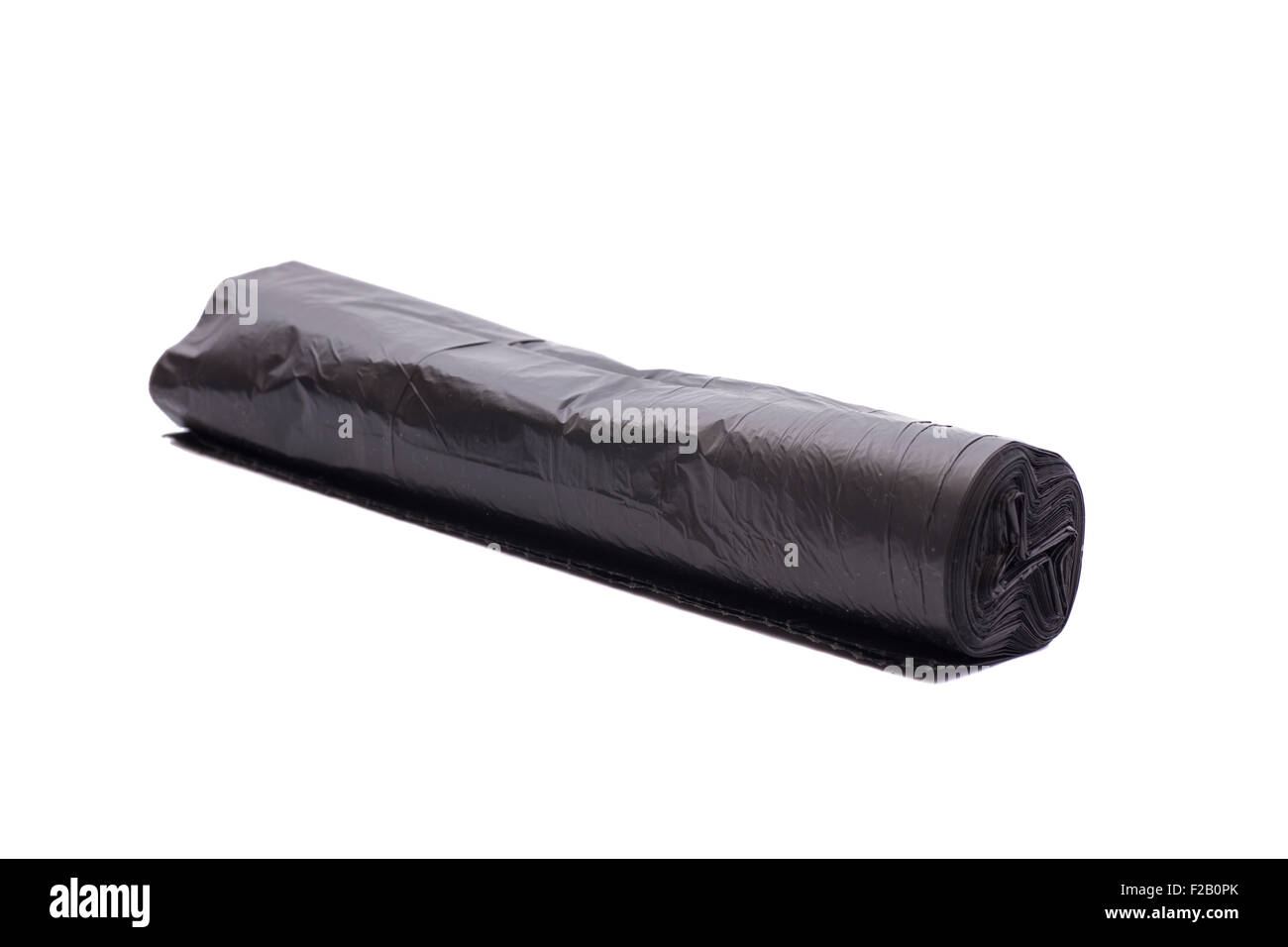 Rolls of disposable trash bags isolated on white background Stock Photo