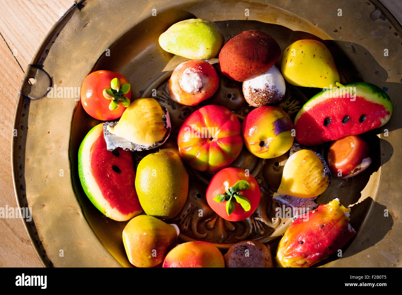 Close up of delicious sicilian Marzapane fruits Stock Photo