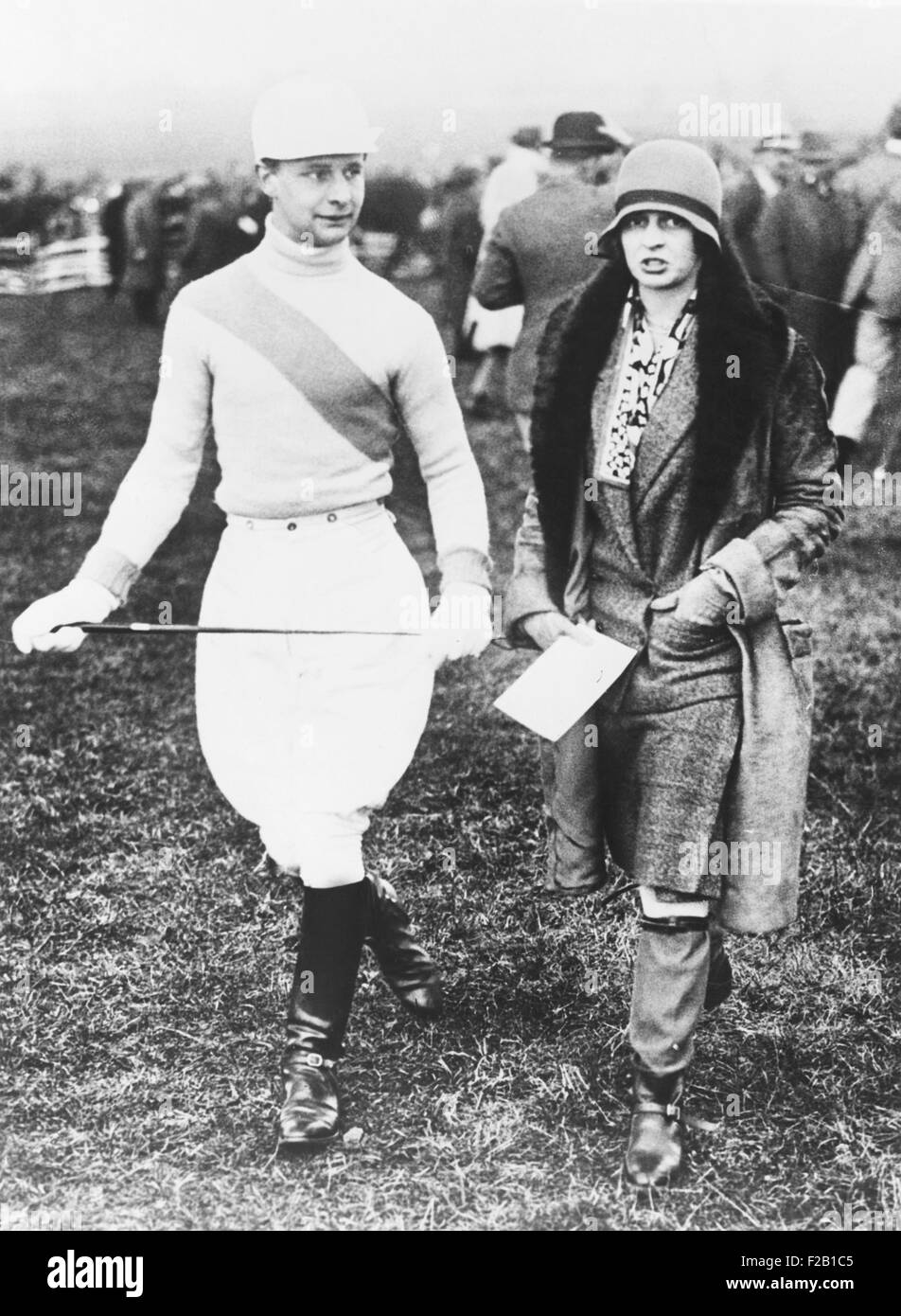 Waldorf Astor and his sister Phyllis Astor, at the Oxford University. They were at the Point to Point Steeplechase Races at Somerton, England, March 1928. (CSU 2015 7 428) Stock Photo