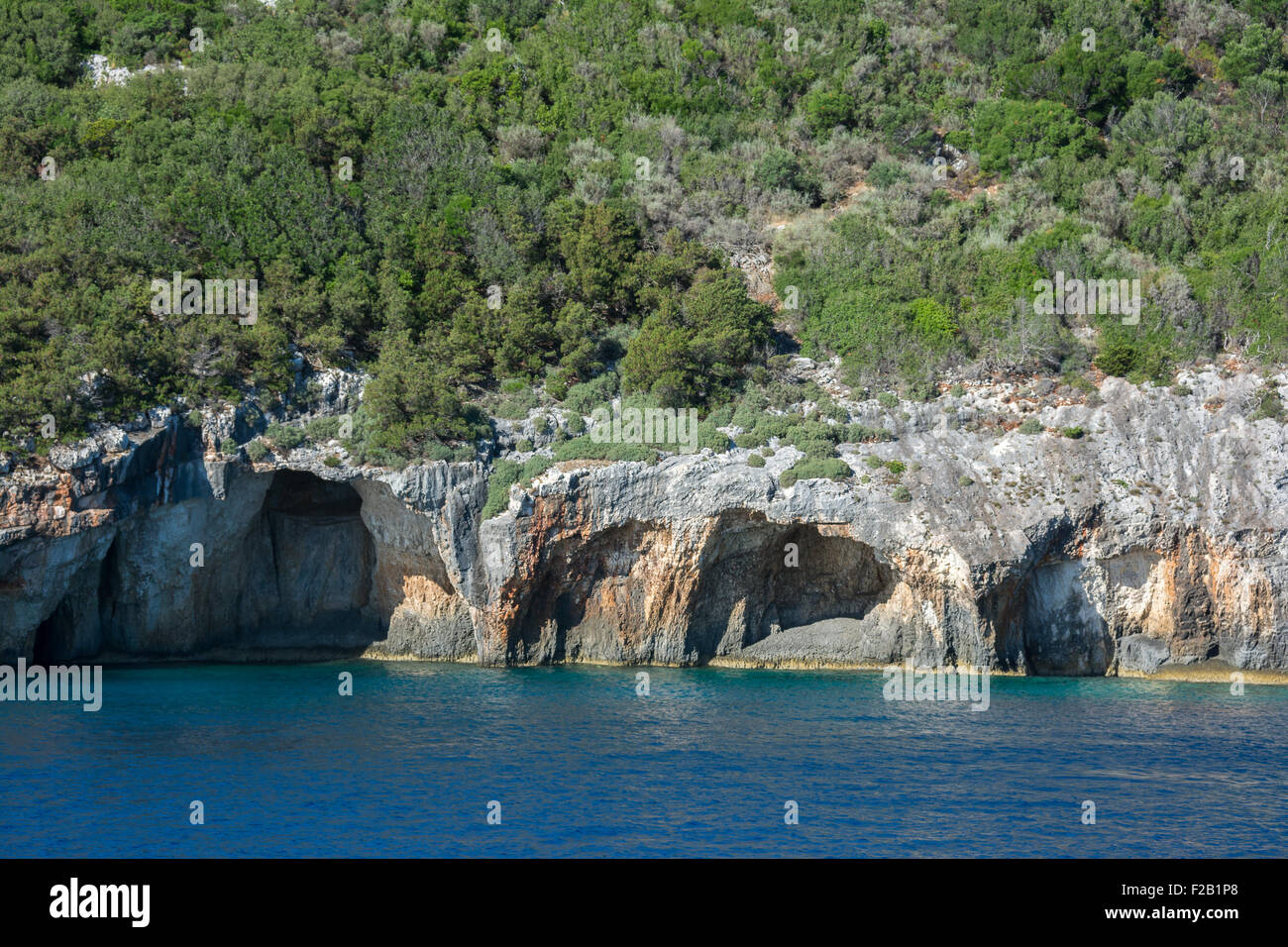 Famous blue caves in Zakynthos, Greece Stock Photo