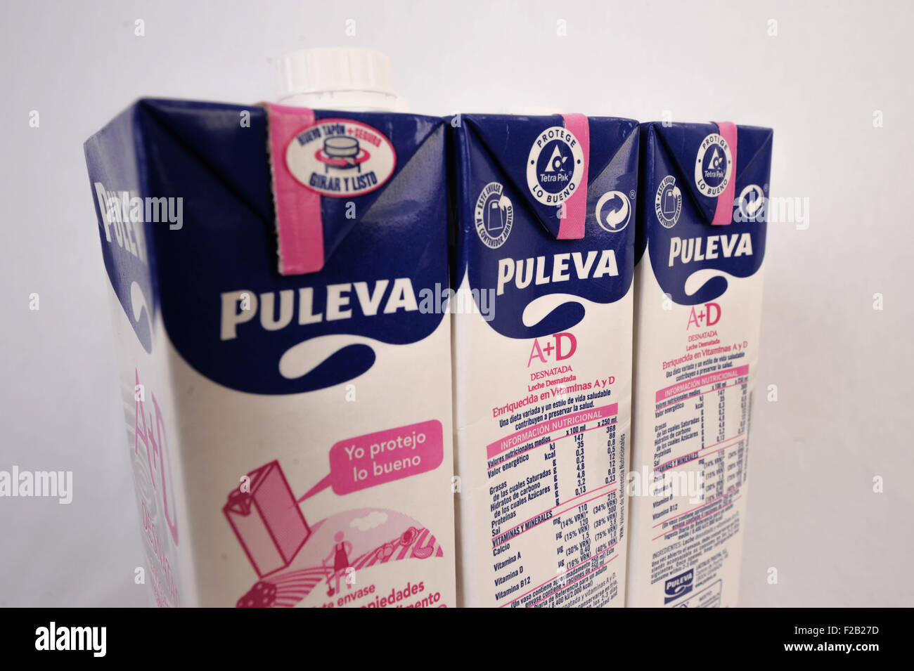 Milk of brand Puleva-leche de la marca Puleva Stock Photo