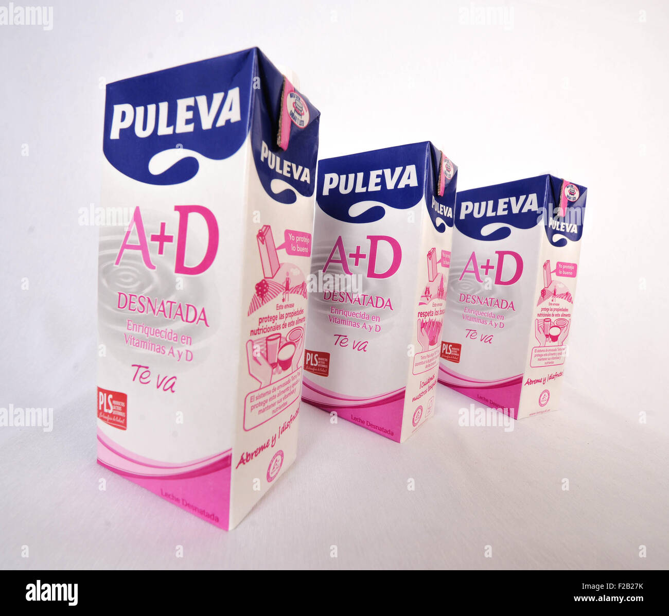 Milk of brand Puleva-leche de la marca Puleva Stock Photo