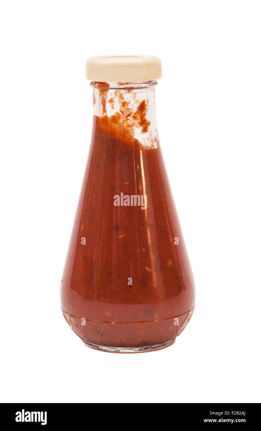 Tomato sauce bottle on white background Stock Photo - Alamy