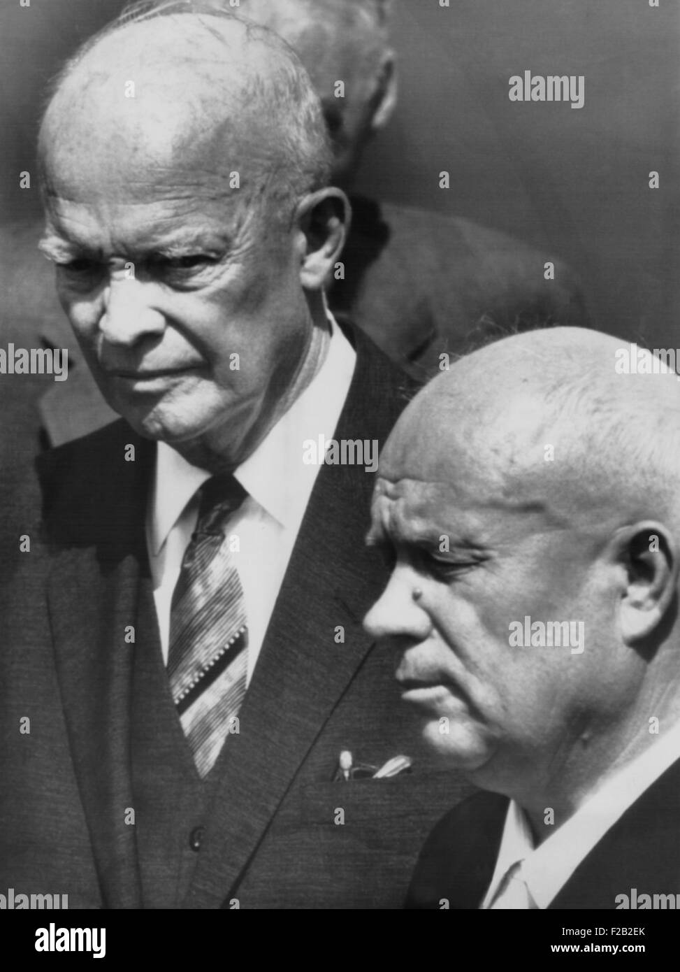 President Eisenhower and Soviet Premier Nikita Khrushchev after Russian leader arrived in the U.S. Sept. 15, 1959 at Andrews Air Force Base, Maryland. (CSU 2015 8 545) Stock Photo