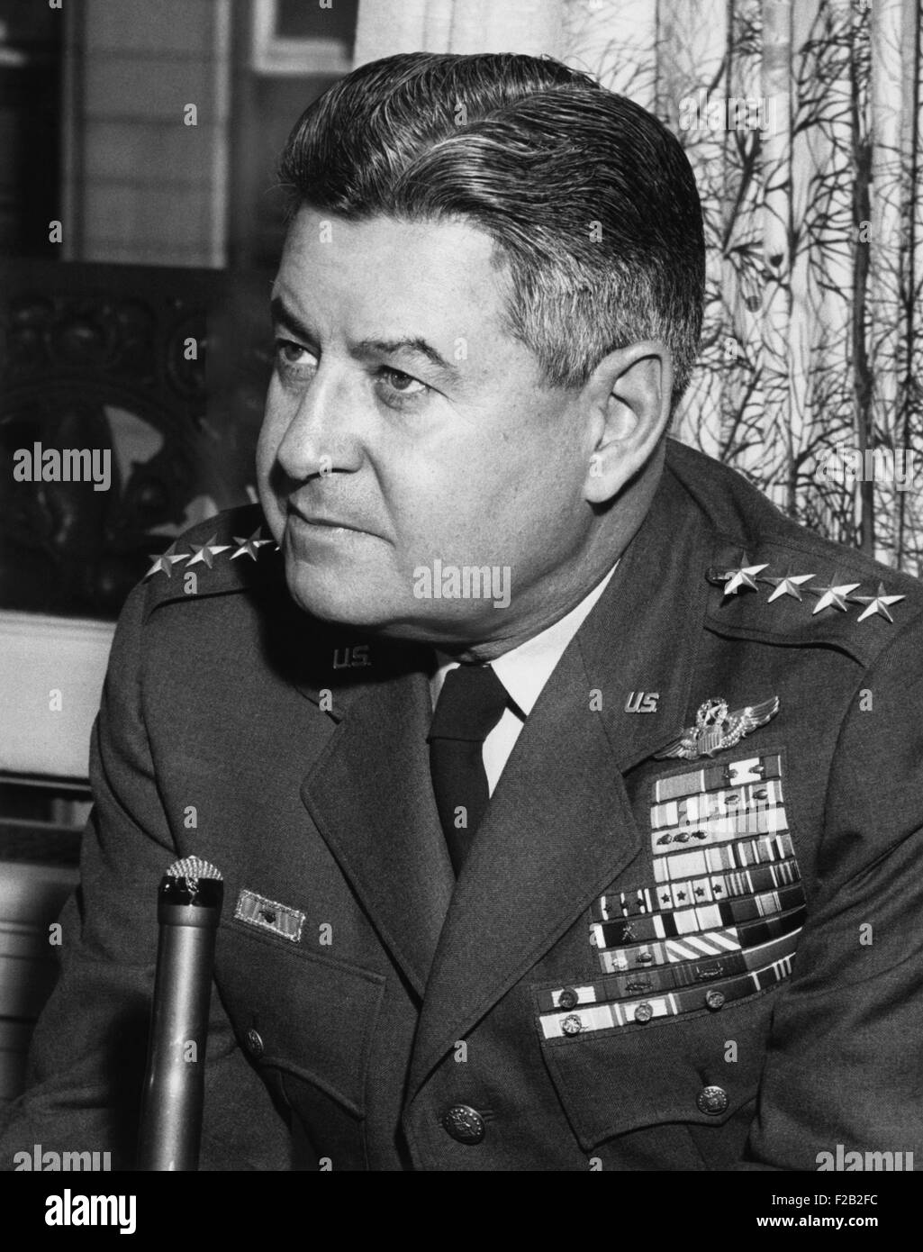 U.S. Air Force General Curtis Lemay retired in 1965. He enlisted in the Army Air Force in 1926. His greatest impact was the strategic bombing campaign in the Pacific theater and of Japan during World War II. (CSU 2015 8 534) Stock Photo