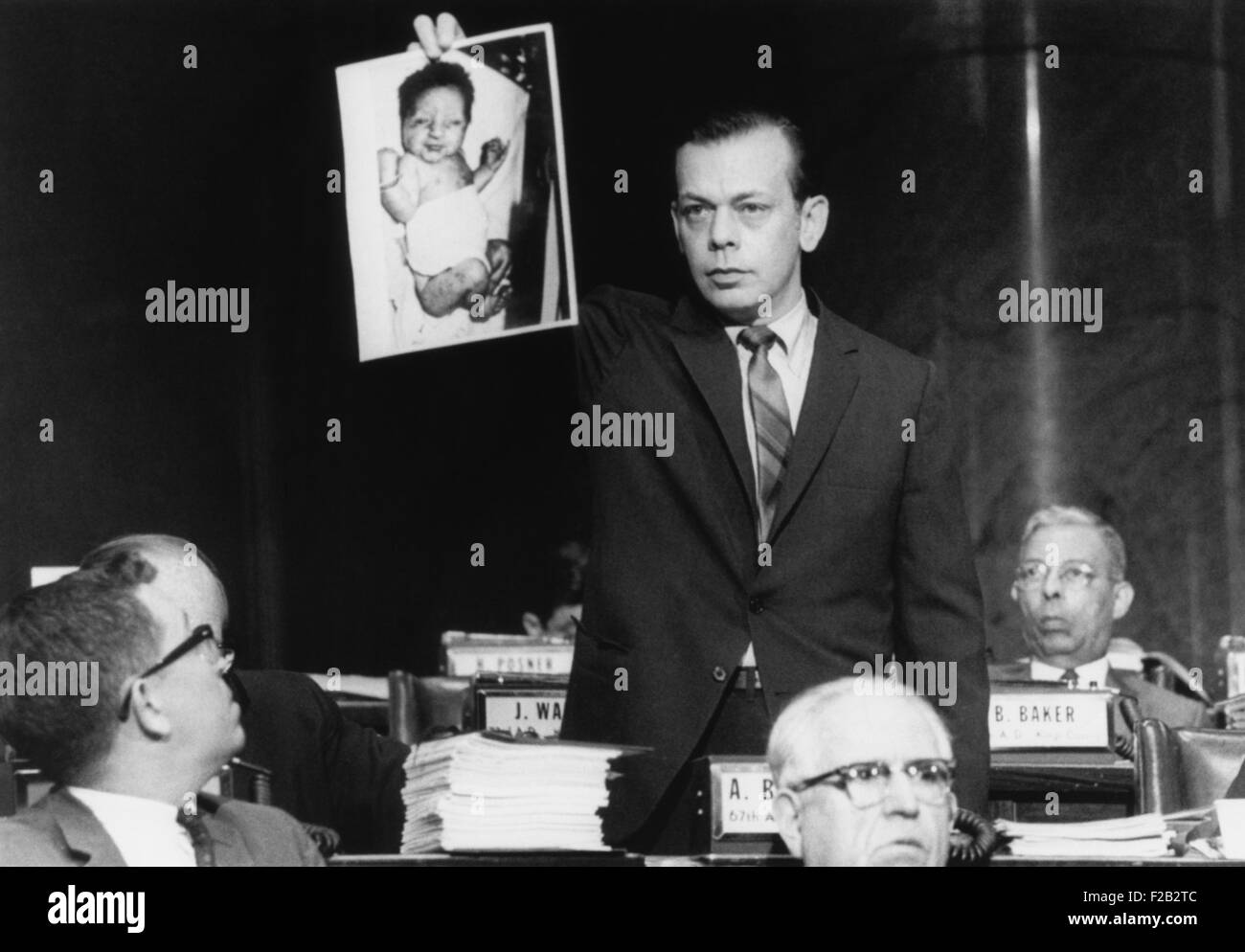 New York Assemblyman argued in favor of liberalizing New York State's restrictive abortion laws. Democrat Albert Blumenthal shows lawmakers photos of deformed children during his plea for passage of the liberal law. April 17, 1969. A year later, New York State legalized abortion, with the country's most liberal law. Three years later the Supreme Court legalized abortion nationwide. (CSU 2015 7 337) Stock Photo