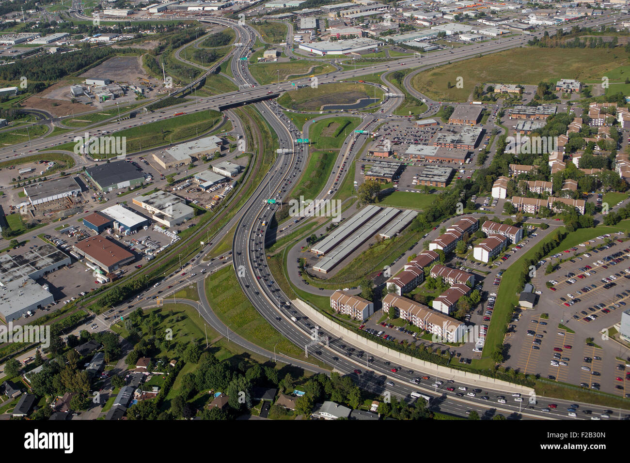 Autoroute Robert Bourassa highway is pictured in this aerial photo in Quebec city Stock Photo