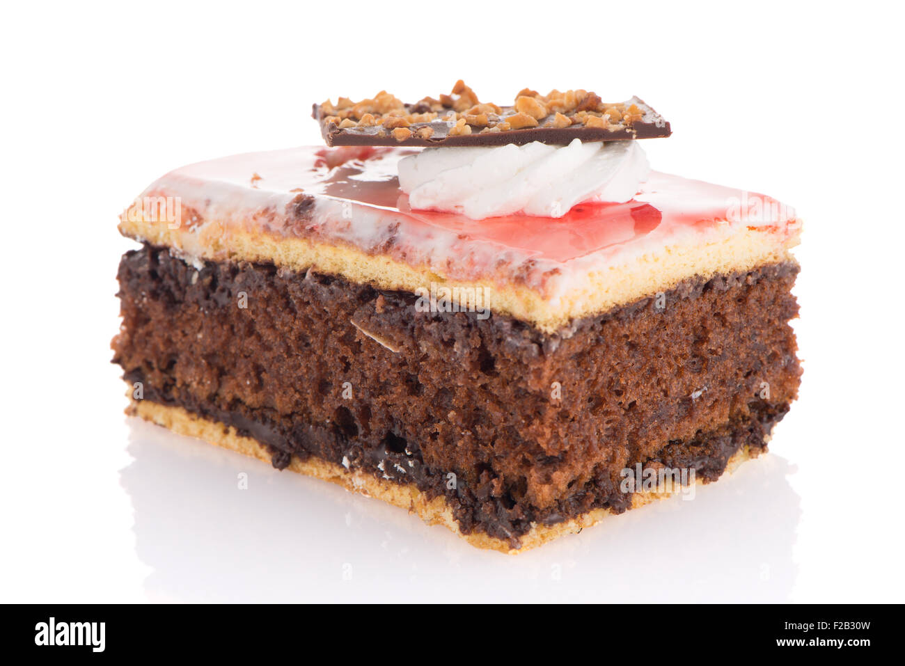 Piece of chocolate cake on white background Stock Photo - Alamy