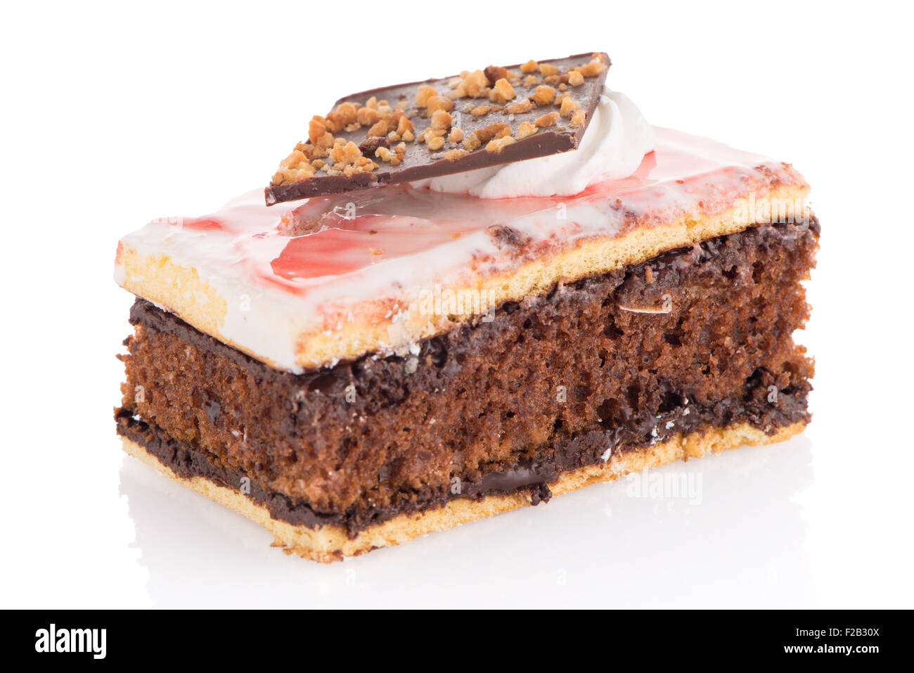 Piece of chocolate cake on white background Stock Photo - Alamy