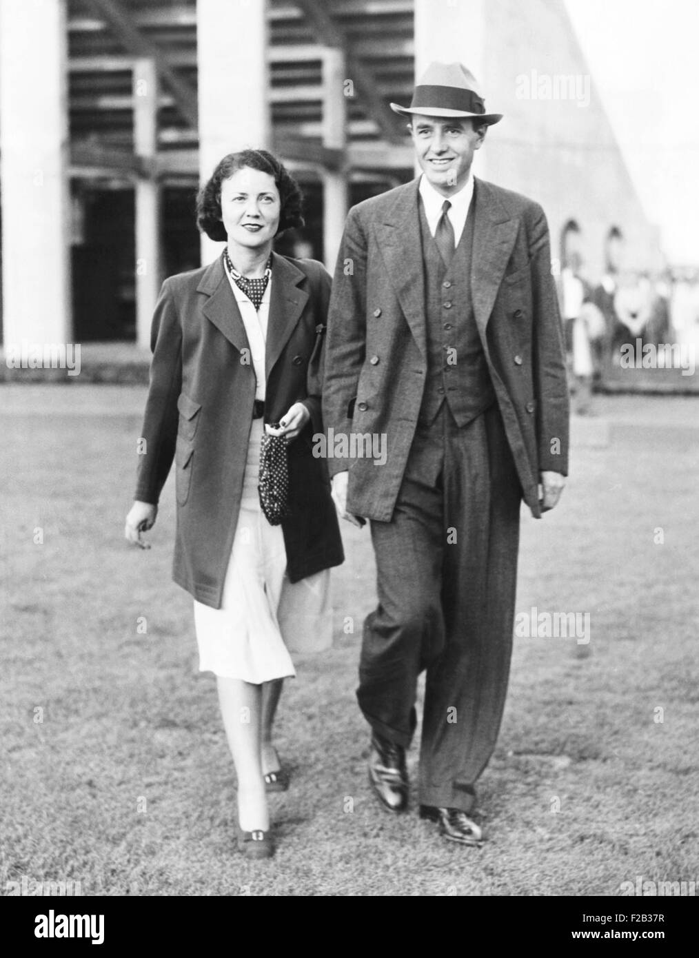 W. Averill Harriman and his wife, Marie Norton Whitney Harriman, Sept. 11, 1937. The couple wed in 1930, the second marriage for both. They were attending the Old Westbury-Aknusti Polo Match. (CSU 2015 7 267) Stock Photo
