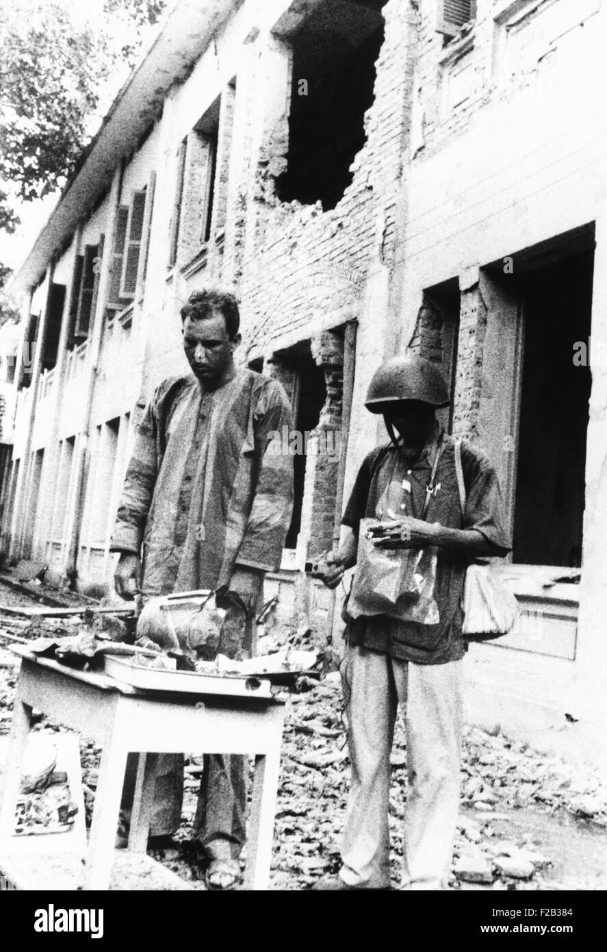 U.S. POW near the Hanoi, hospital allegedly damaged by U.S. bombs on August 24, 1967. Lieut. Cmdr. William Morgan was shot down Stock Photo