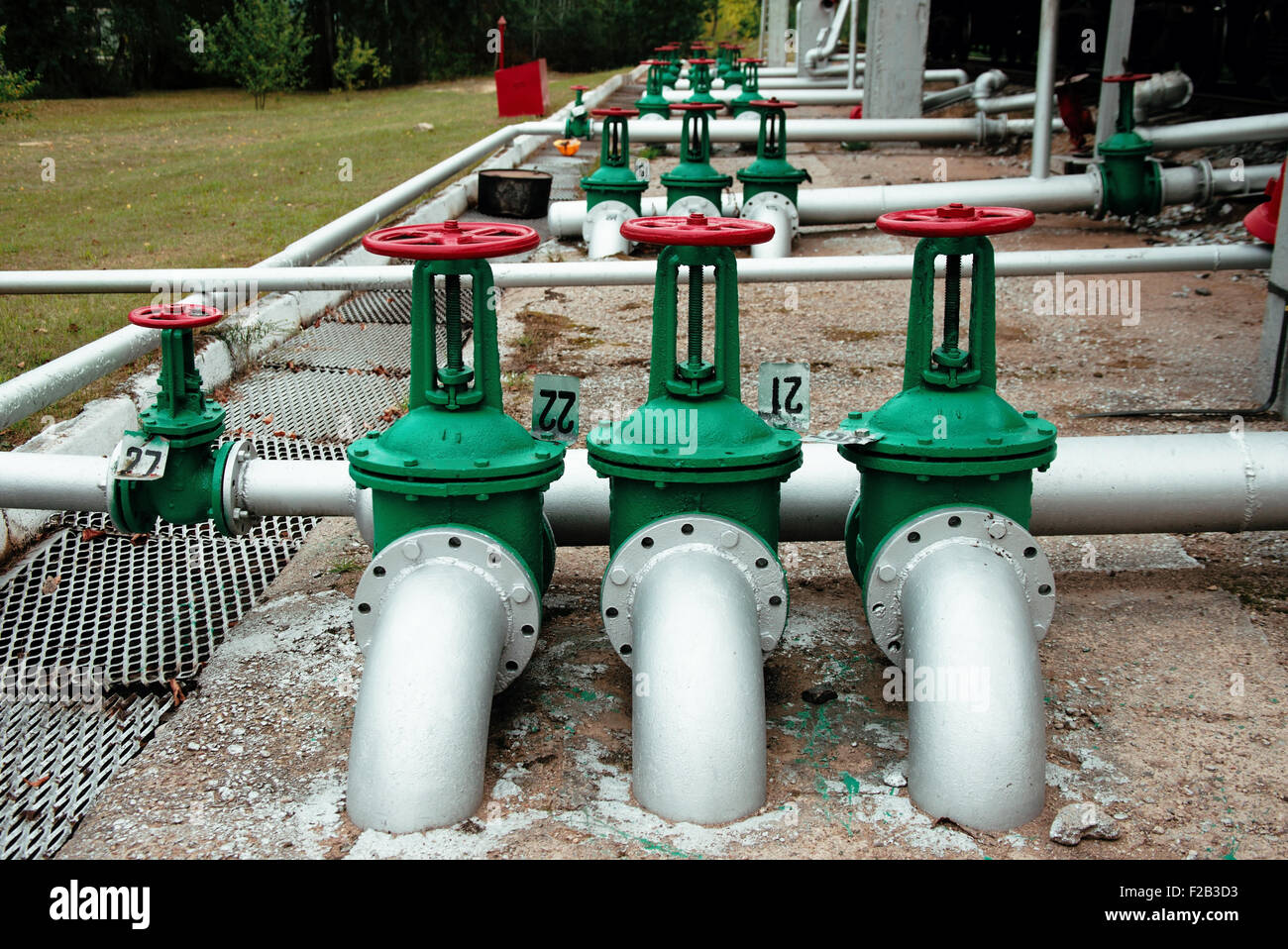 Oil and gas pipe line valves Stock Photo Alamy