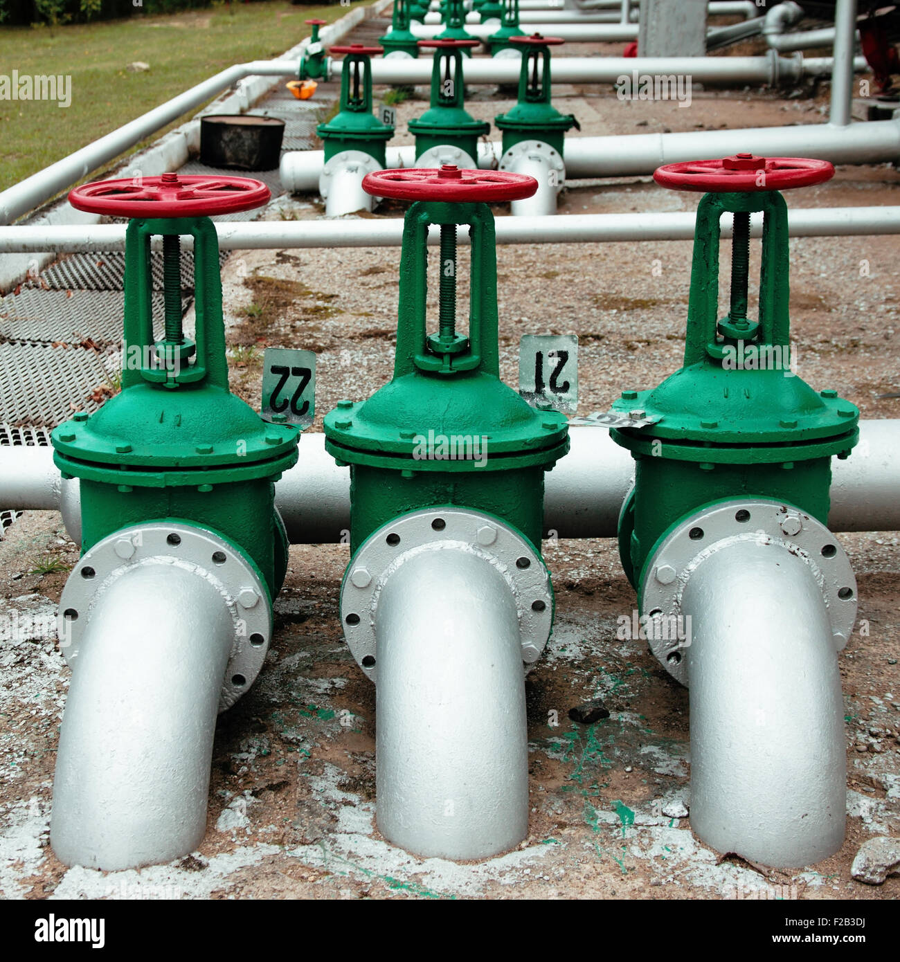 Oil and gas pipe line valves Stock Photo Alamy
