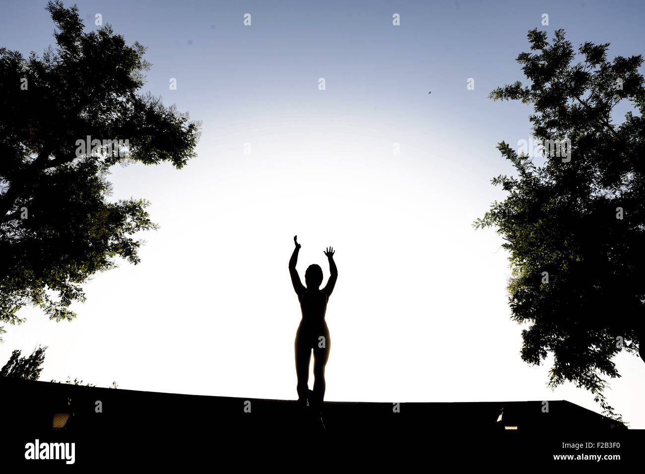 shadow of a statue of a girlsombra de una estatua de una chica Stock