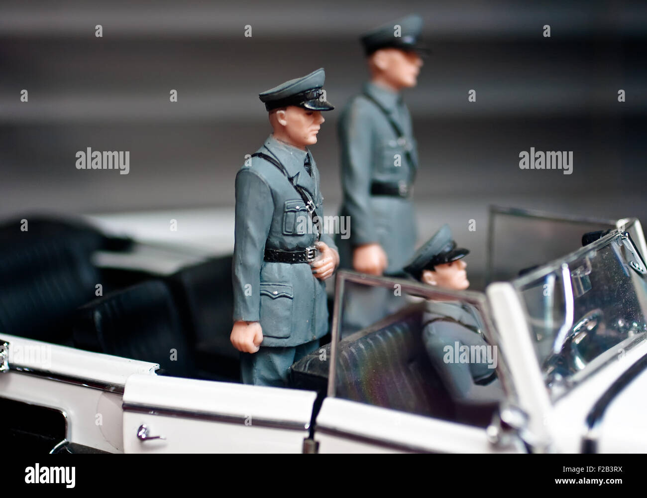 Toy soldiers on a car Stock Photo