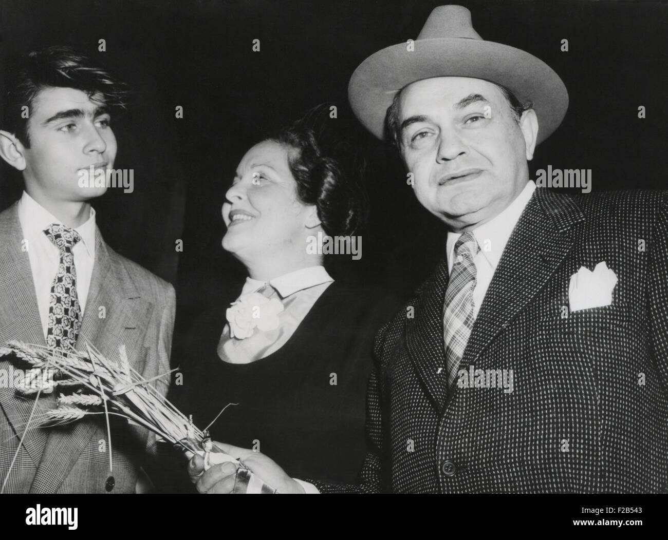 Actor Edward G. Robinson, with his wife, Gladys Lloyd, and son, Edward G.  Robinson Jr. in Paris. June 23, 1948. He was appearing in 'Grandes Vedettes  D'Hollywood' (Big Stars of Hollywood) on