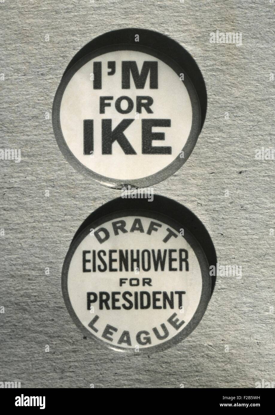 1948 Campaign Buttons of the 'Draft Eisenhower for President League'. Oct. 16, 1948. - (BSLOC 2014 16 3) Stock Photo