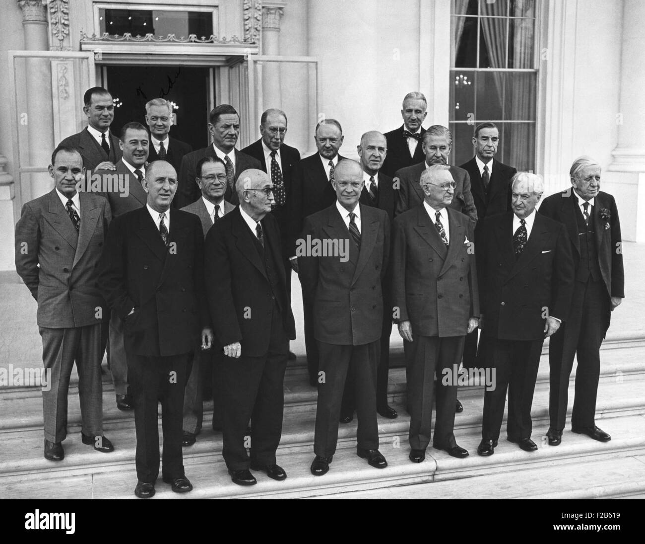 The President gave a luncheon for a group of Senators at the White House, Thursday, Feb. 19, 1953. Front, L-R: Richard Russell, Stock Photo