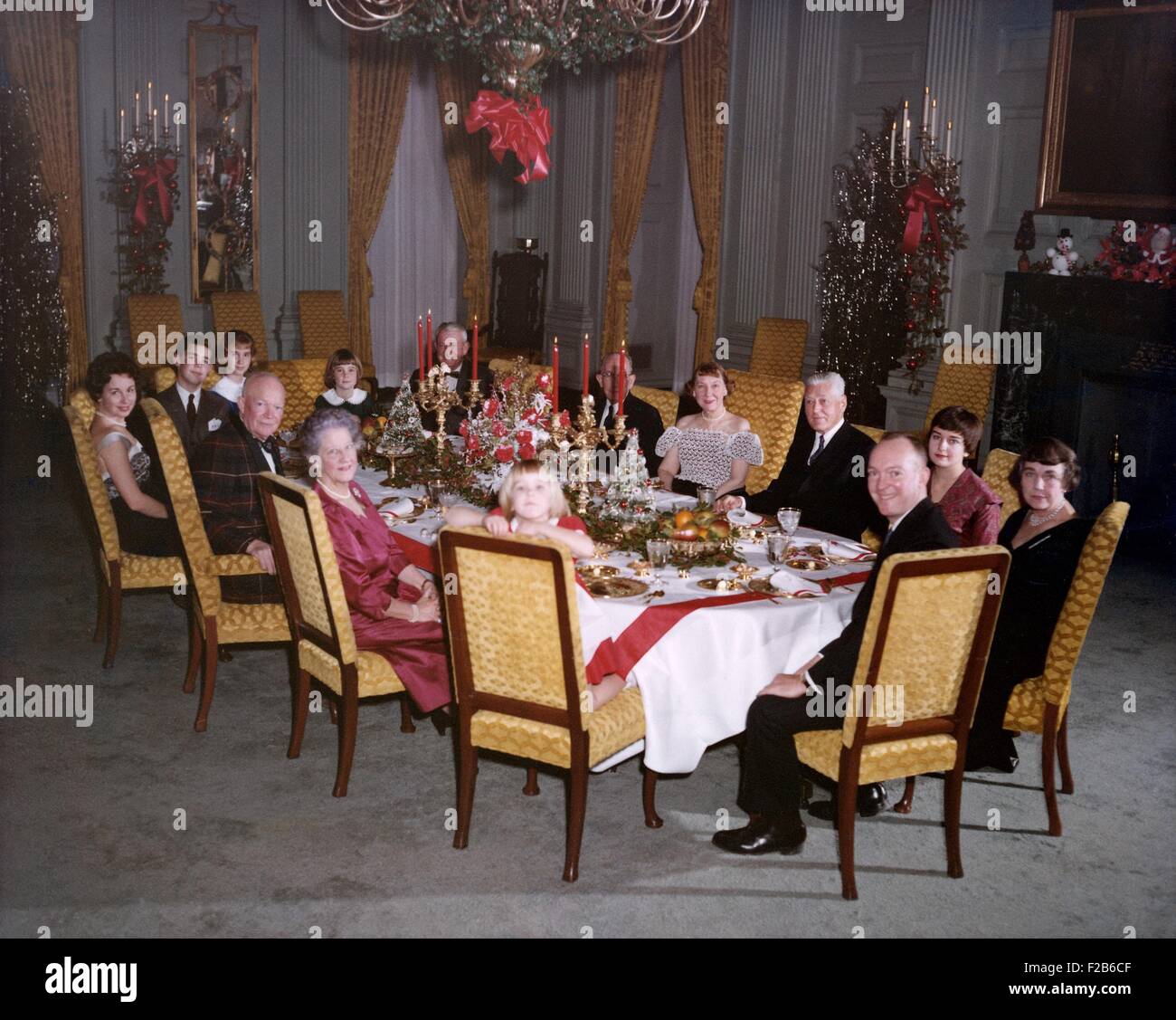 Eisenhower family Christmas dinner in the White House. Ca. 1959-60. - (BSLOC 2014 16 113) Stock Photo