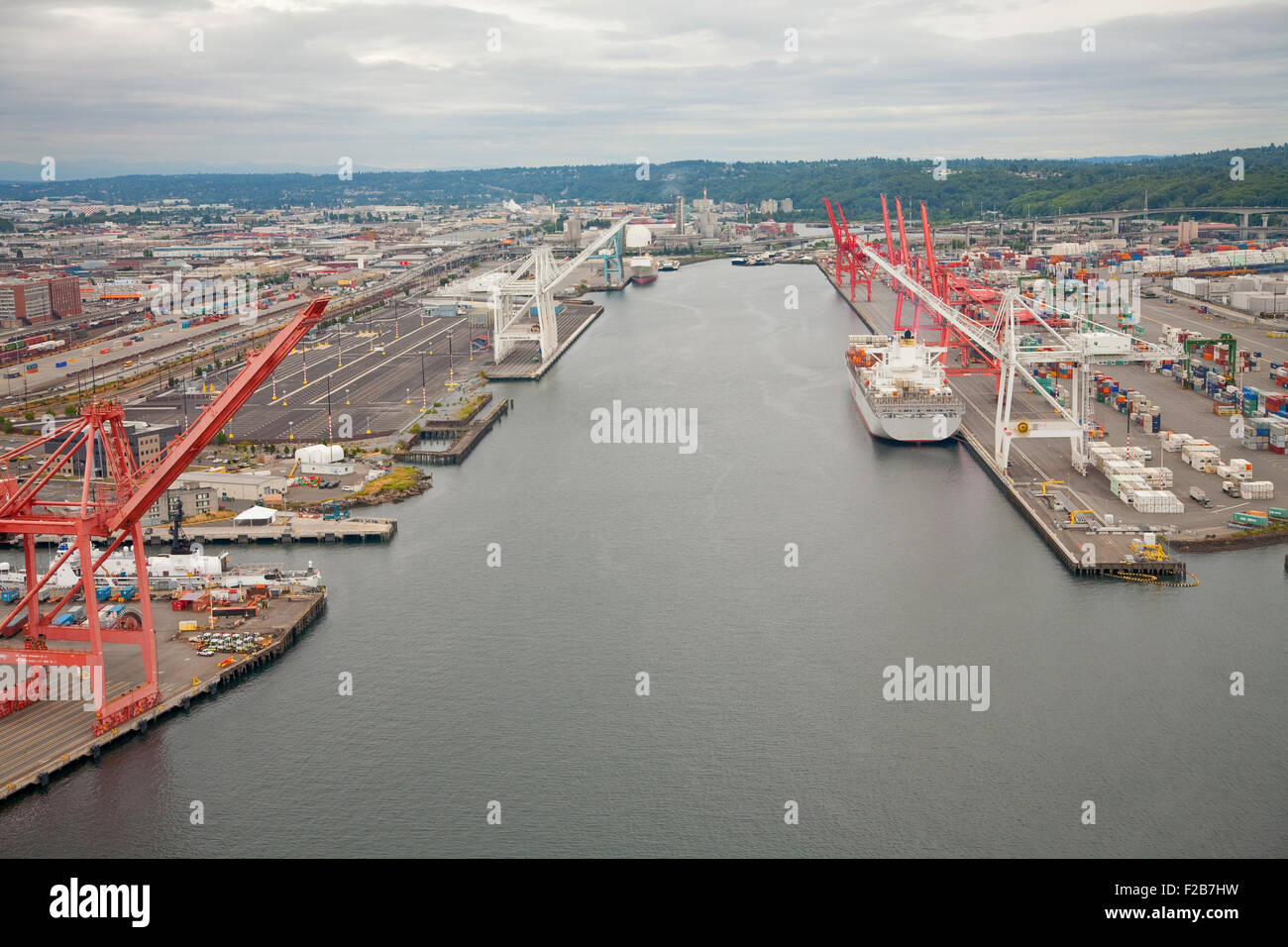 Port of Tacoma WA aerial view Stock Photo