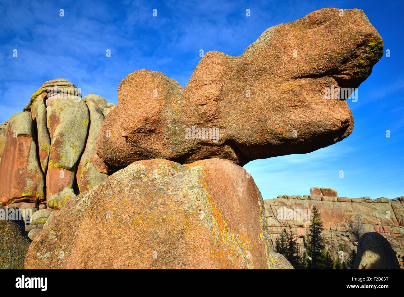 Vedauwoo Rocks Recreation Area in Medicine Bow National Forest along Interstate 80 near Laramie, Wyoming. Stock Photo