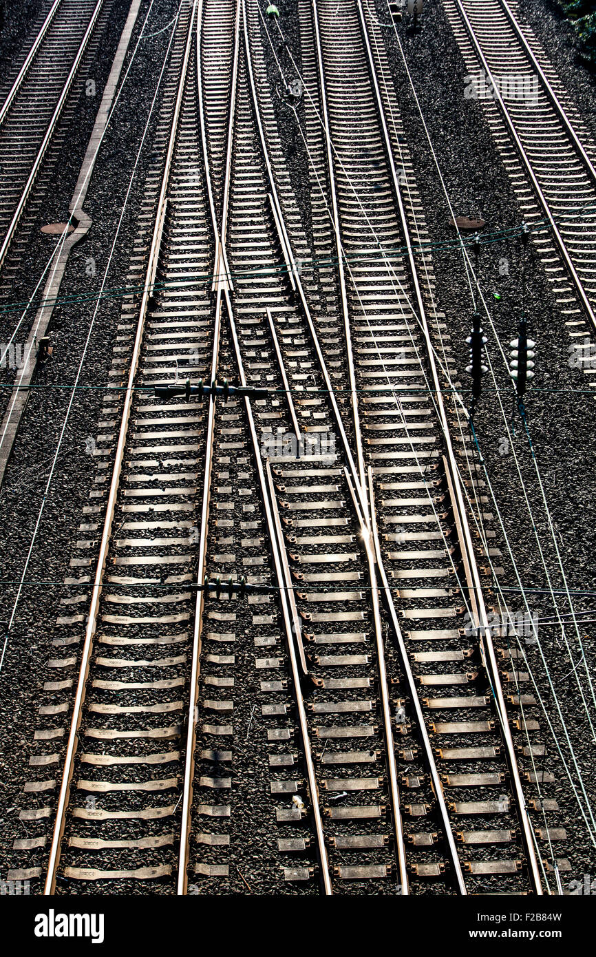 Railway tracks, trains, railroad, Stock Photo