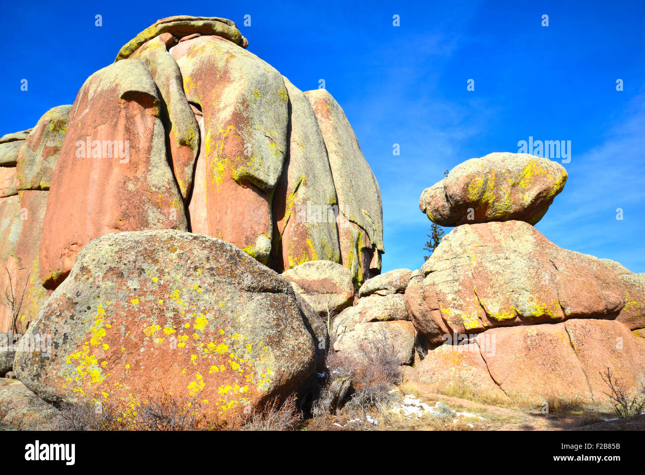 Vedauwoo Rocks Recreation Area in Medicine Bow National Forest along interstate 80 near Laramie, Wyoming Stock Photo