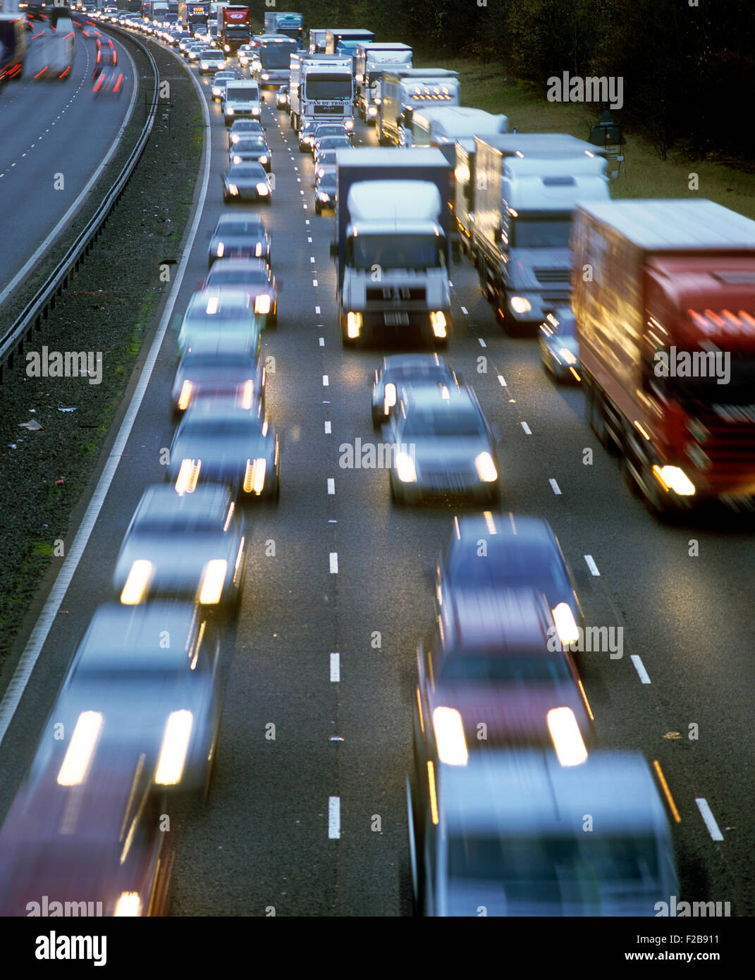 Bumper-to-bumper, nose-to-tail heavy traffic. Stock Photo