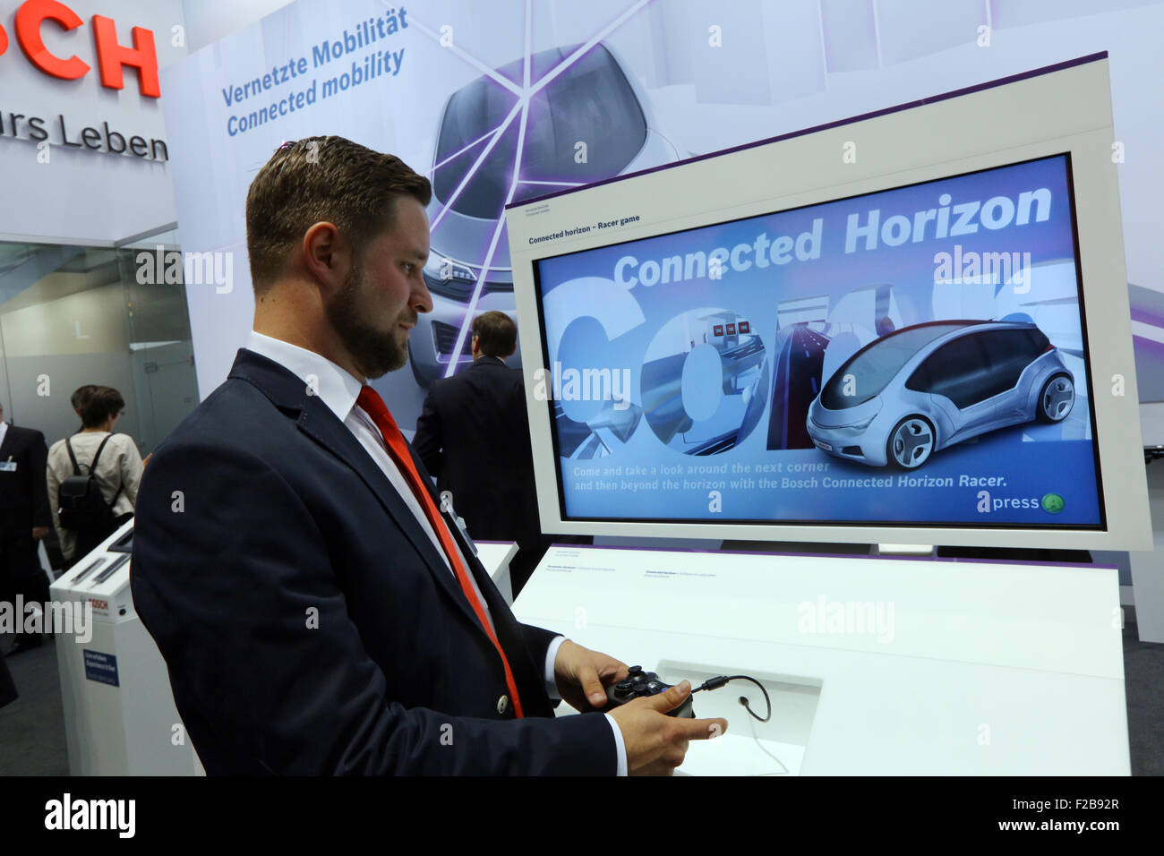 Frankfurt/M, 15.09.2015 - Connected mobility at the BOSCH stand at the 66th International Motor Show IAA 2015 (Internationale Automobil Ausstellung, IAA) in Frankfurt/Main, Germany Stock Photo