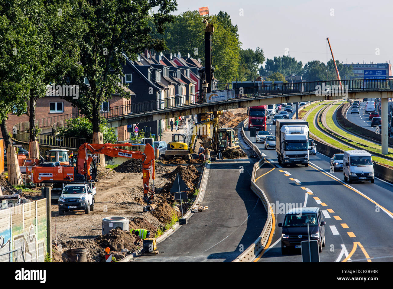 Construction site, Autobahn, motorway A40 in Essen, construction of a