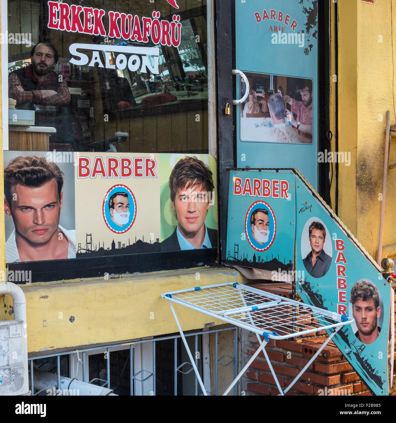 A barbers shop in a side street, Sultanahmet, Istanbul, Turkey Stock Photo