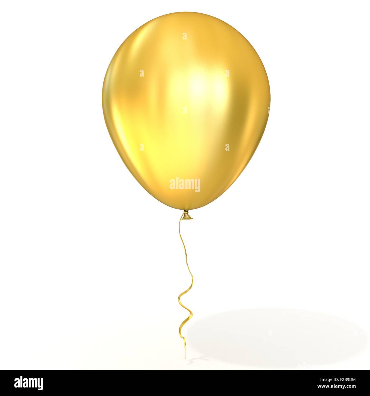 Golden balloon with ribbon, isolated on white background Stock Photo ...